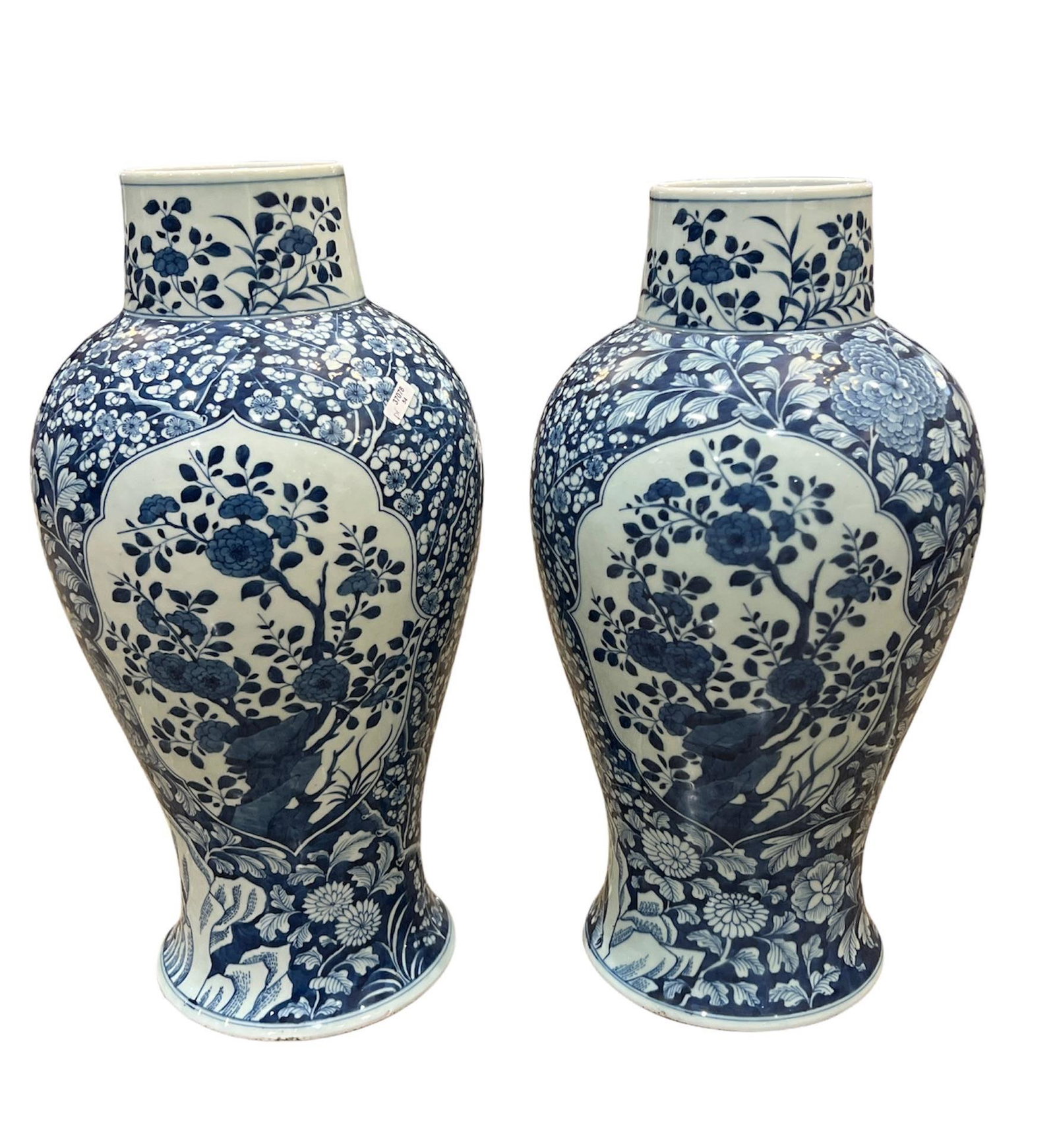 Pair of modern Asian blue and white ceramic vases,18" (1 of 1)