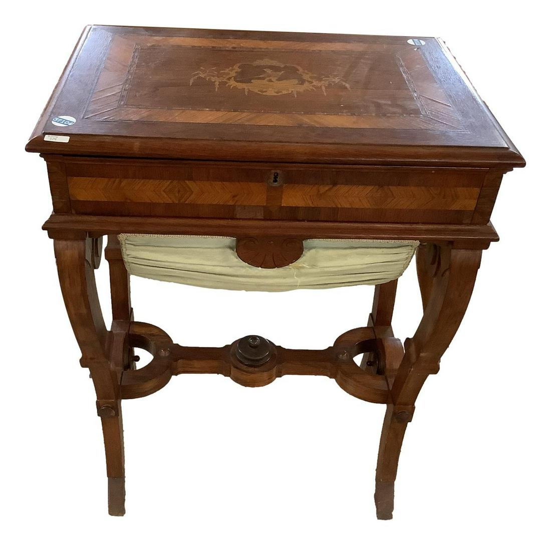 Victorian sewing stand with inlay marquetry, 21" x 15" x 28.5" (1 of 3)