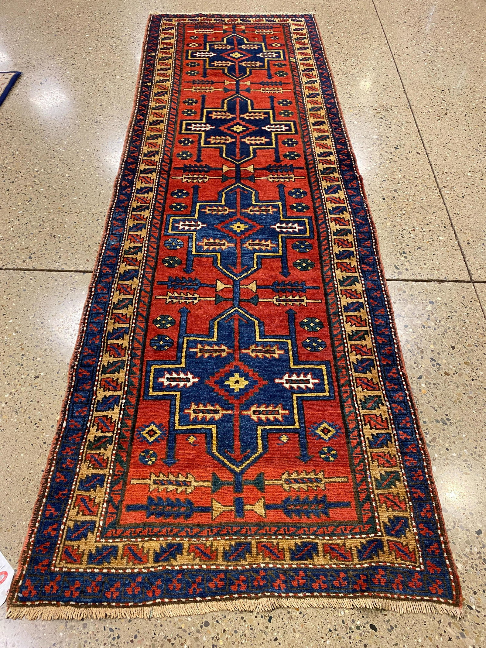 Antique Heriz wide runner, circa 1920's, 3'6" x 11'. (1 of 6)