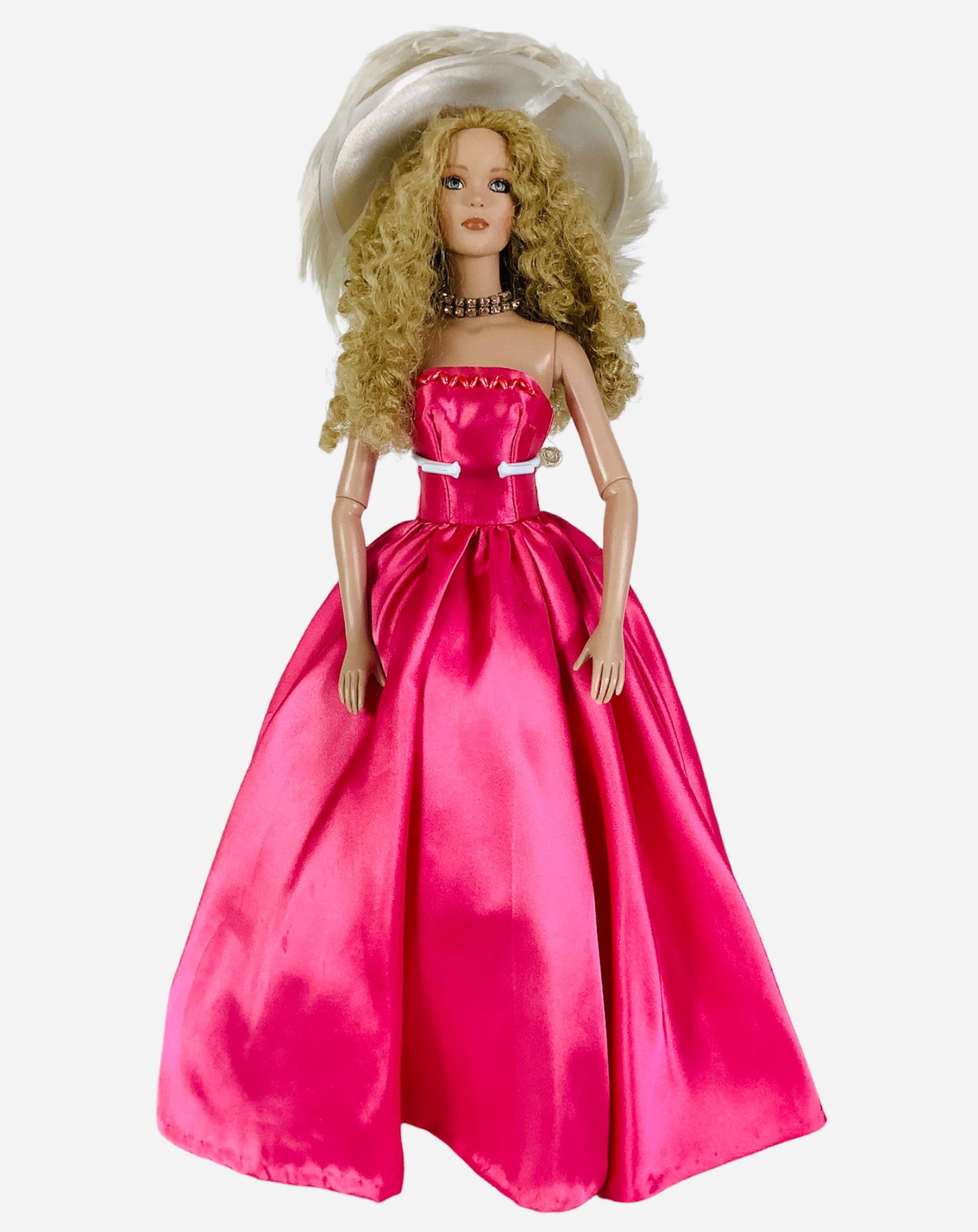 16" Tonner Tyler Wenworth Collection Ready To Wear doll dressed in pink satin gown with white (1 of 2)