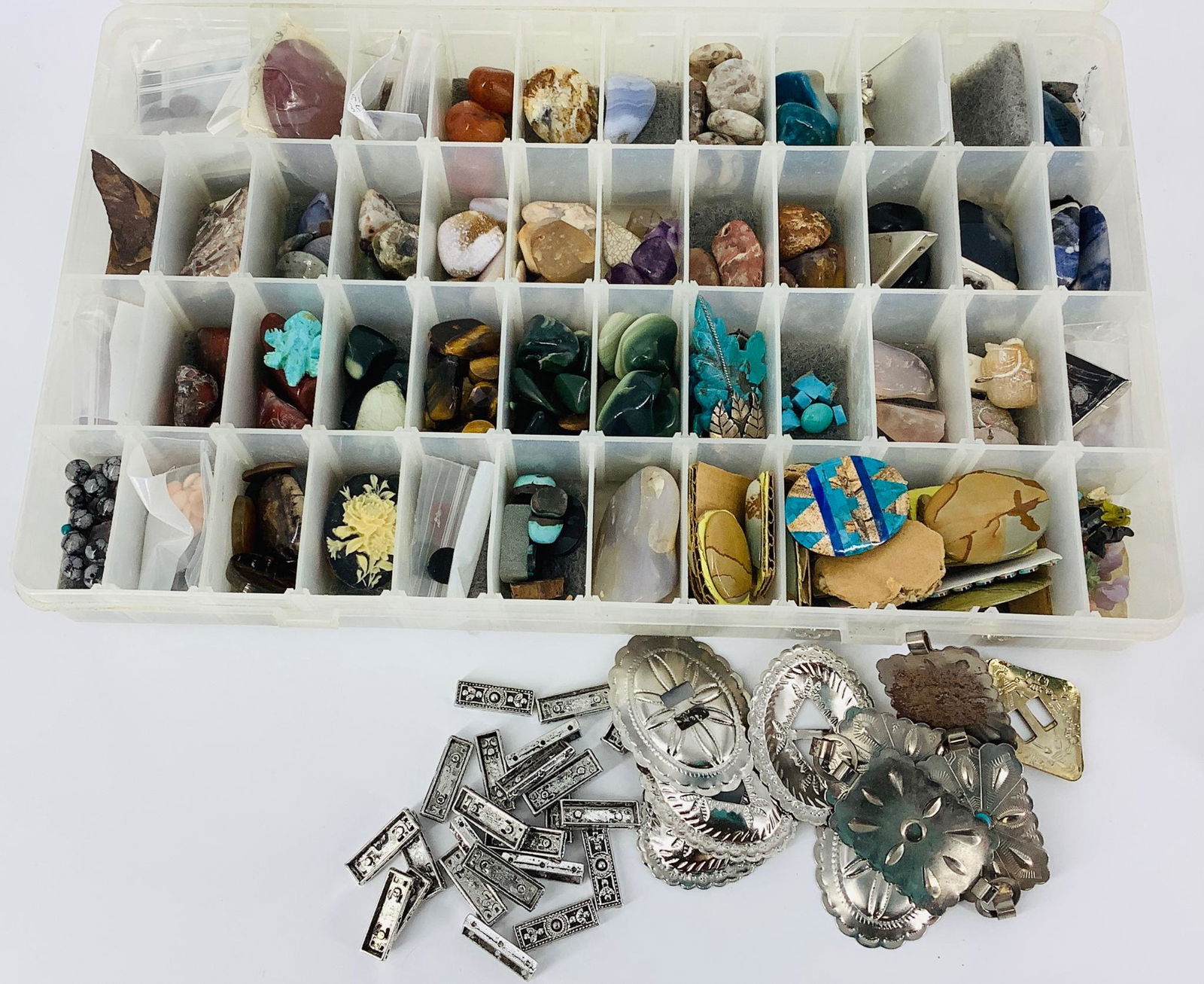 Box Lot Of Semi-Precious Stone & Jewelry Making Supplies (1 of 2)