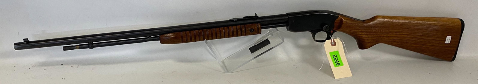 Savage Model 29B .22 Caliber pump Rifle SN: None, By bidding on this lot buyer accepts: Savage Model 29B .22 Caliber pump Rifle SN: None By bidding on this lot buyer accepts responsibility of knowledge of State and Federal laws for their states requirements to purchase firearms.