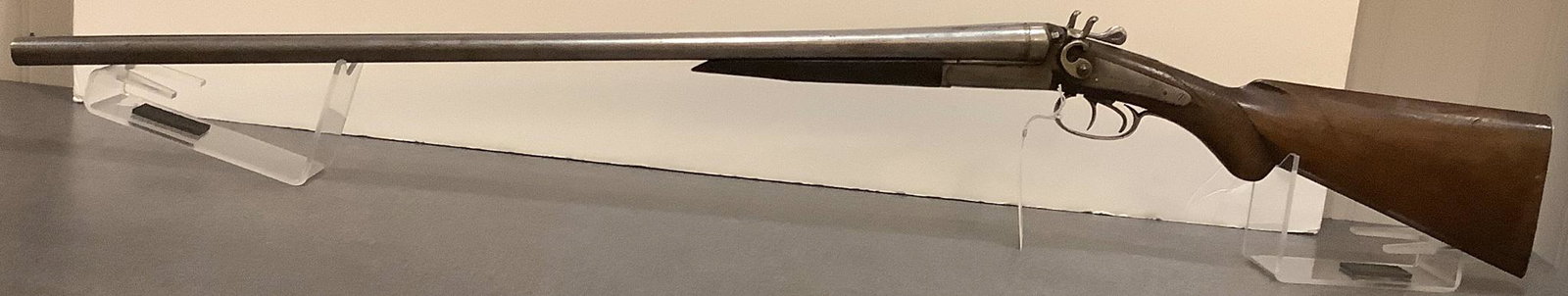 T. Barker (Belgium) .12 Gauge Side by Side Shotgun SN: 2995, By bidding on this lot buyer accepts: T. Barker (Belgium) .12 Gauge Side by Side Shotgun SN: 2995 By bidding on this lot buyer accepts responsibility of knowledge of State and Federal laws for their states requirements to purchase firearm