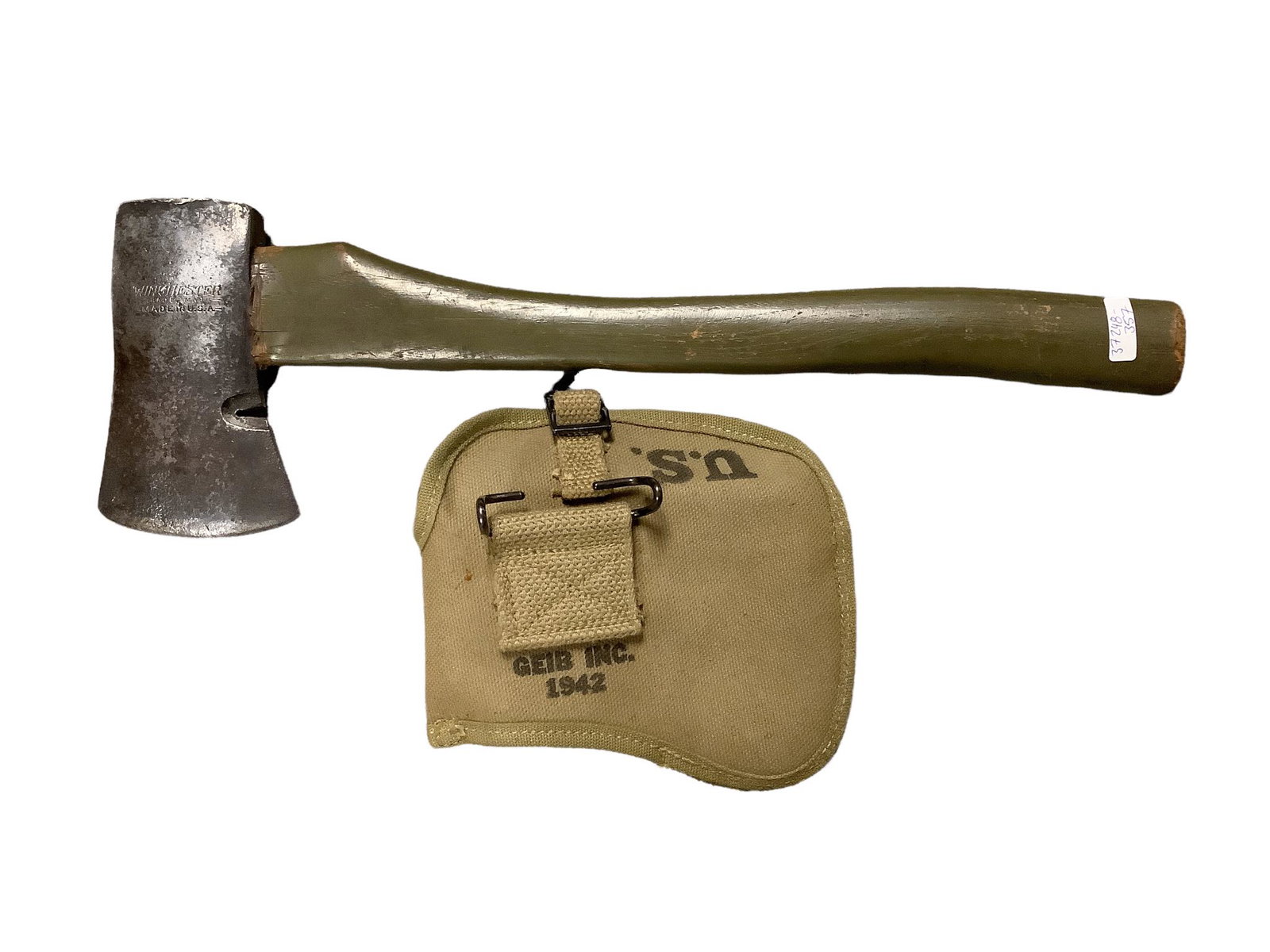 Winchester hatchet with green U.S. head sleeve: Winchester hatchet with green U.S. head sleeve