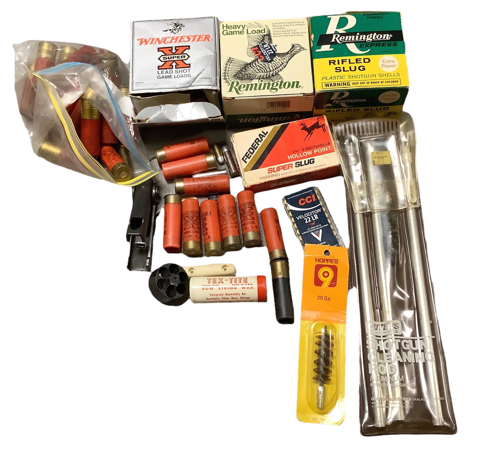 Lot of miscellaneous ammo including .16 gauge, .12 gauge, .22 caliber ammo and shot gun cleaning: Lot of miscellaneous ammo including .16 gauge, .12 gauge, .22 caliber ammo and shot gun cleaning rods. ********No in house shipping for Ammo*********