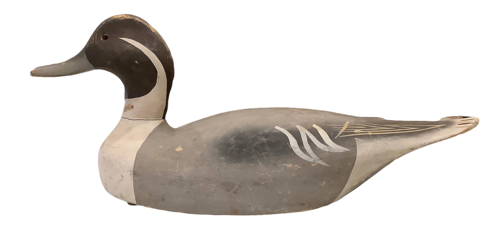 Early Wildfowler drake pintail with Point Pleasant NJ brand.: Early Wildfowler drake pintail with Point Pleasant NJ brand.