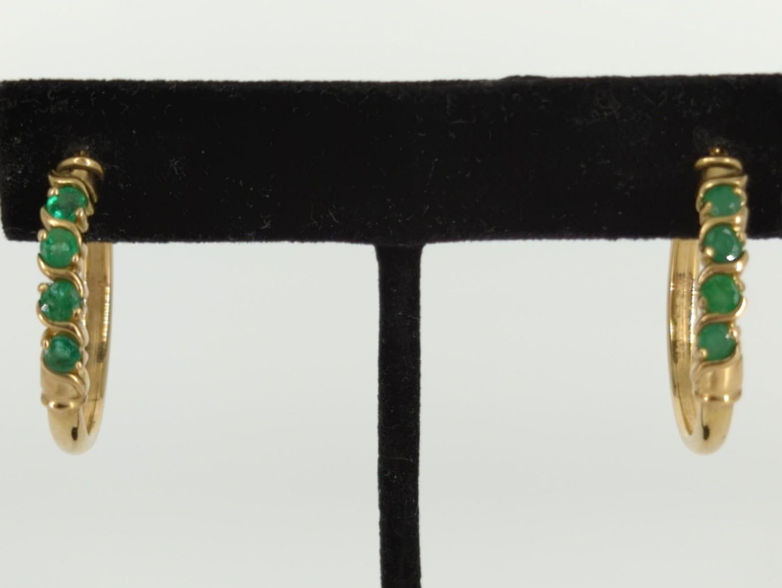 10kt Yellow Gold & Emerald Hoop Earrings (1 of 4)