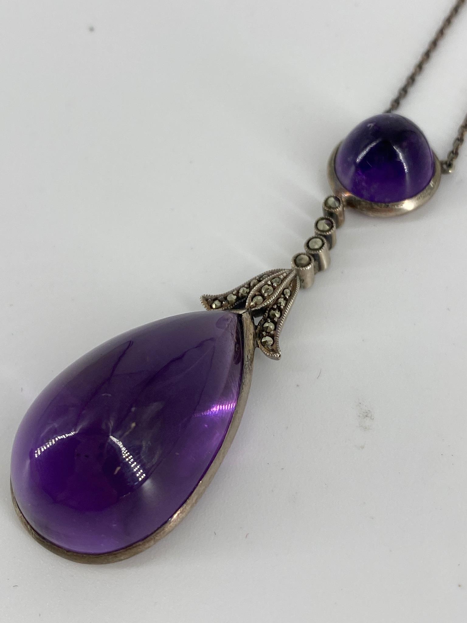 Amethyst Stone Pendants on Sterling Chain Necklace (1 of 3)