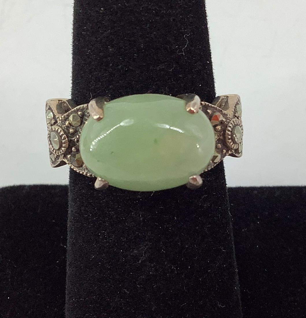 Sterling Silver Jade & Marcasite Ring (1 of 5)