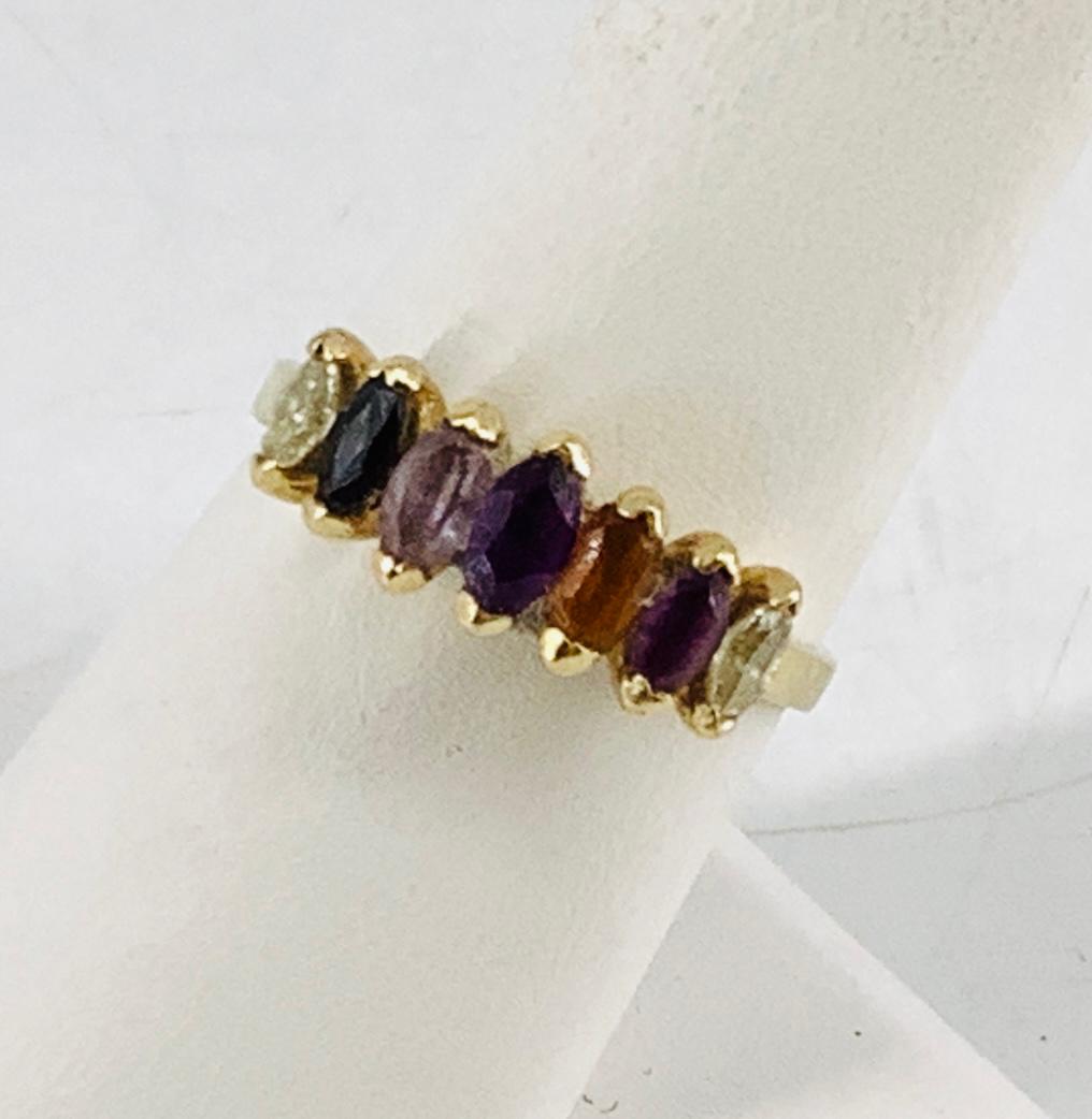 14kt Yellow Gold & Gemstone Line Ring (1 of 4)