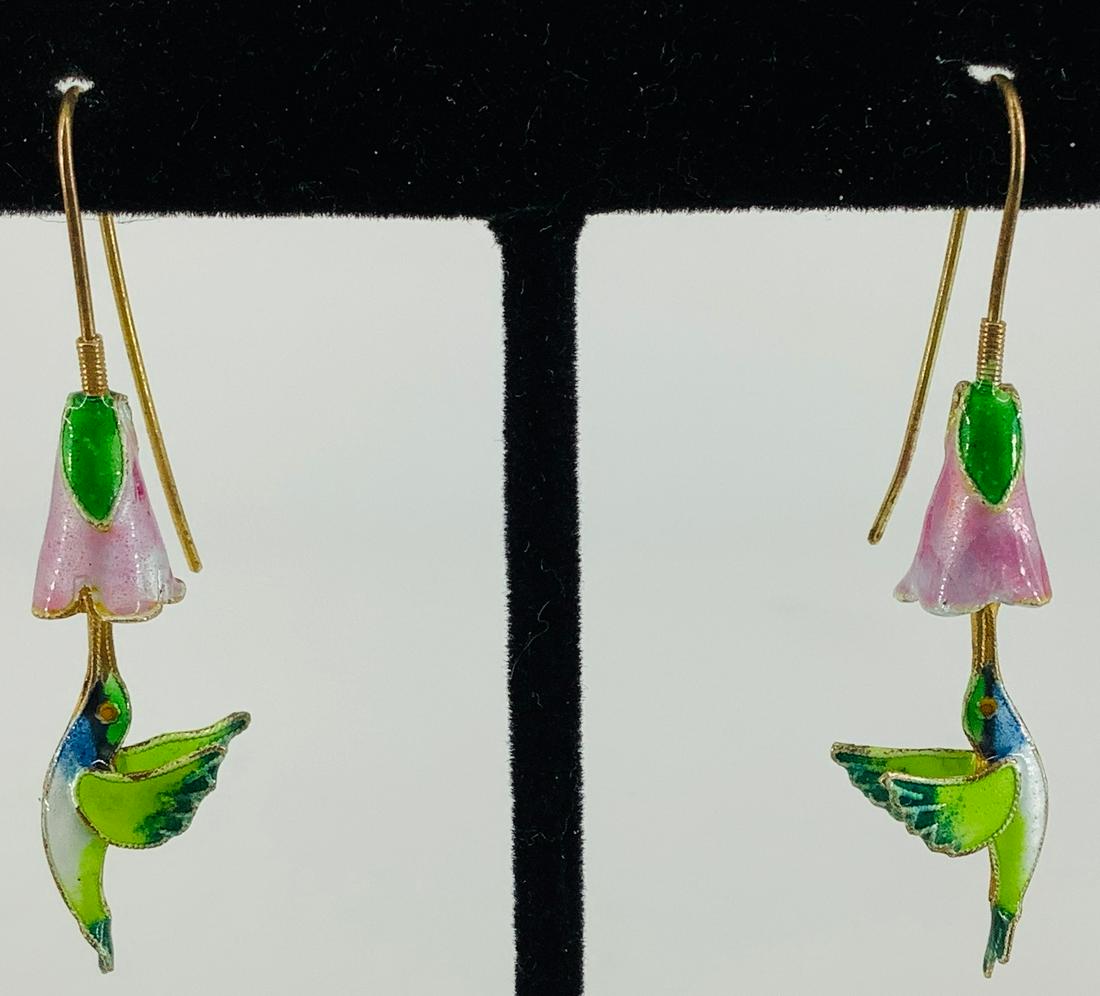 Absolutely Adorable Enameled Vermeil Dangle Earrings (1 of 3)