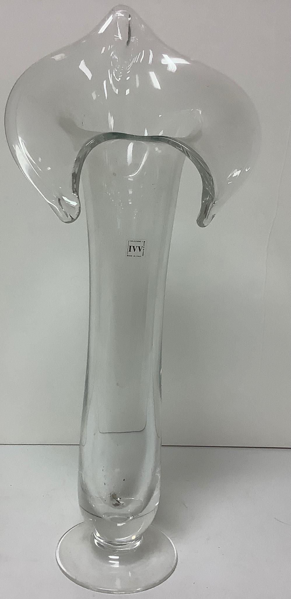 Large vintage clear glass Italy vase 18" tall. No chips. (1 of 1)