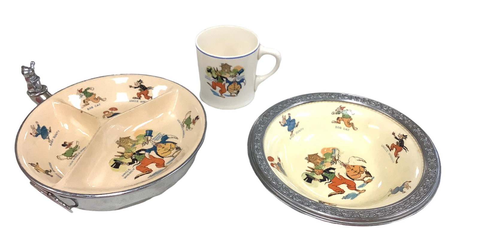 Farberware , Sebring Pottery. Uncle Wiggles three pieces of children dishes. (1 of 1)