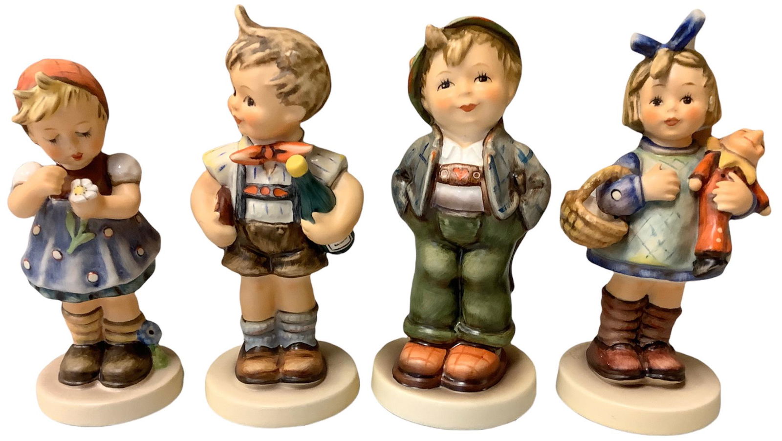 Lot of 4 Hummel figurines including Hello World, What Now?, Daisies Don't Tell and Valentine Joy, (1 of 2)