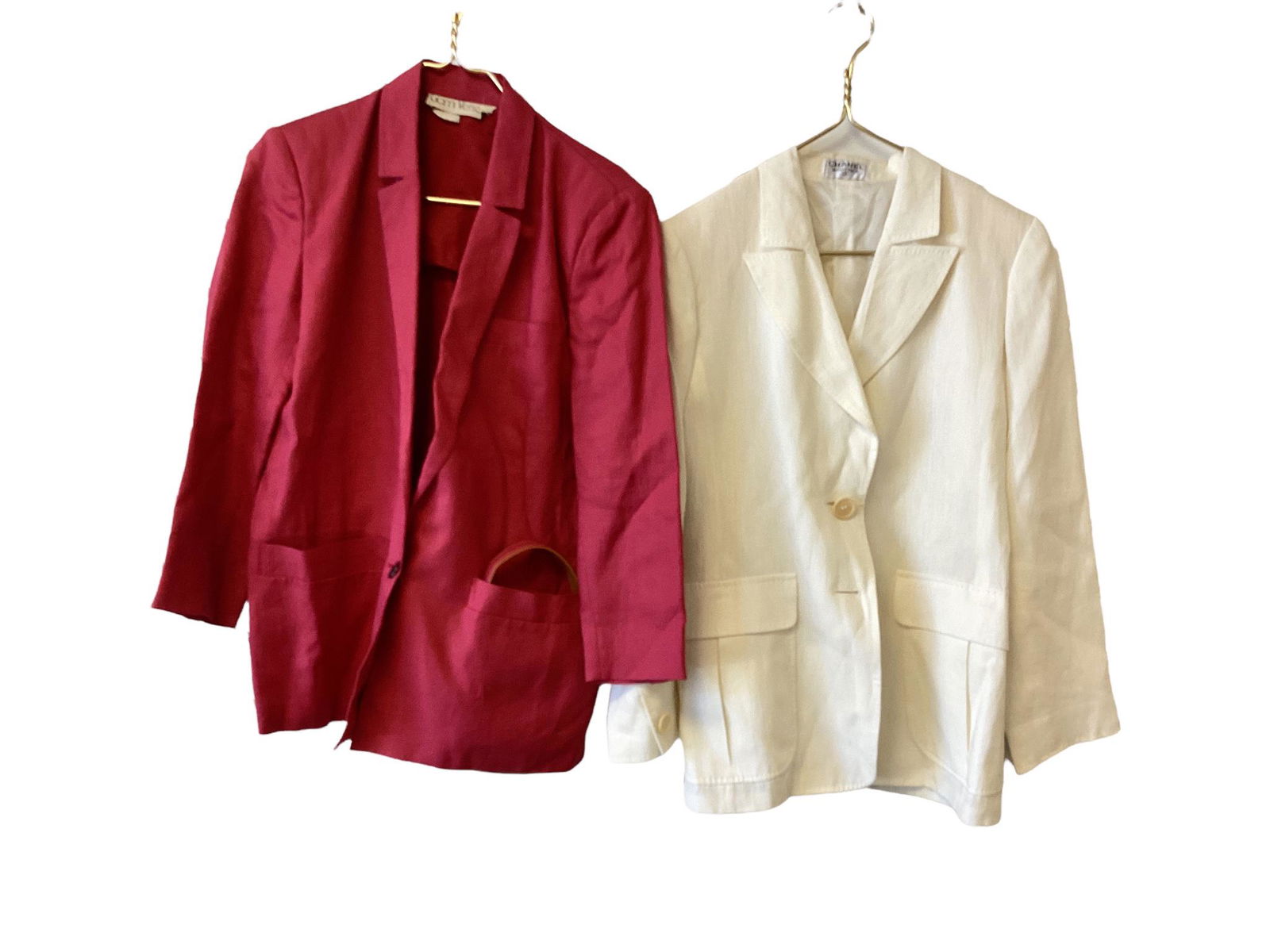 Pair of (2) vintage jackets including Gianni Versace red size 38 (includes a red belt & off white (1 of 3)
