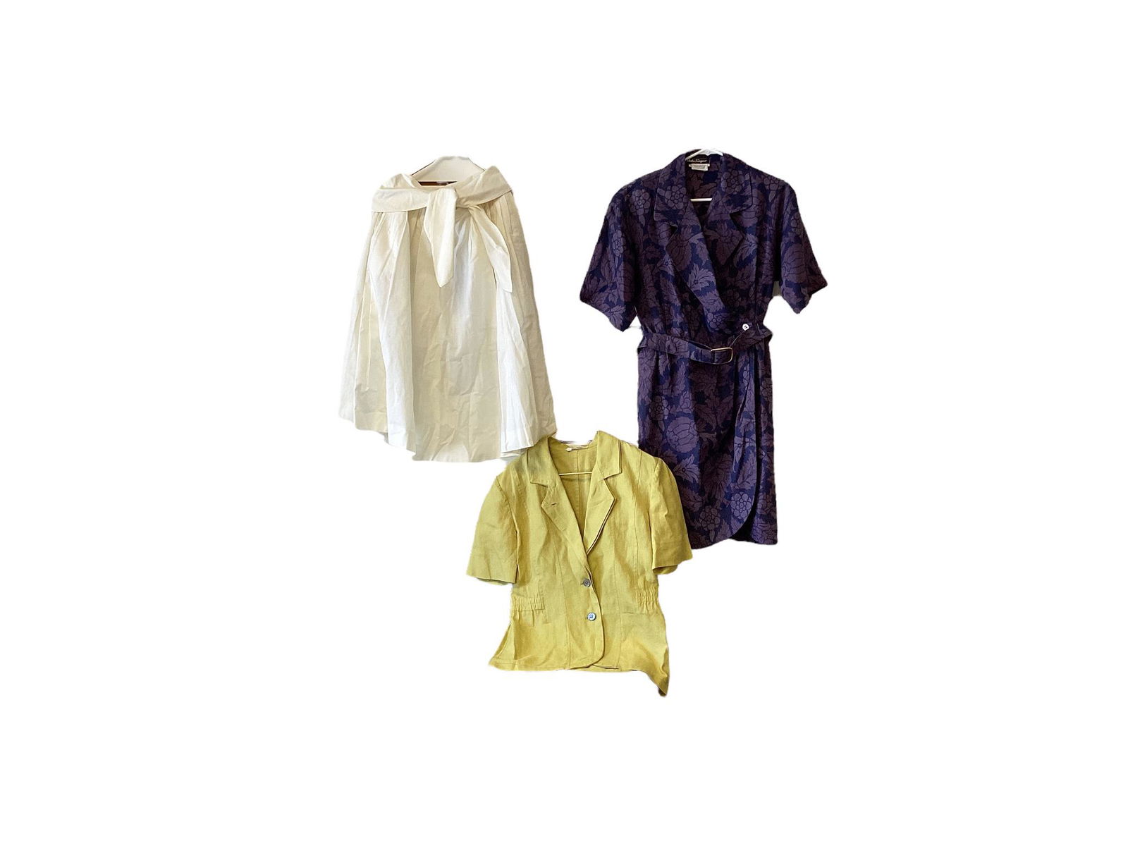 Lot of (3) pieces of women's vintage clothing including size 10 Salvador's Ferragawo Firenze pleated (1 of 4)