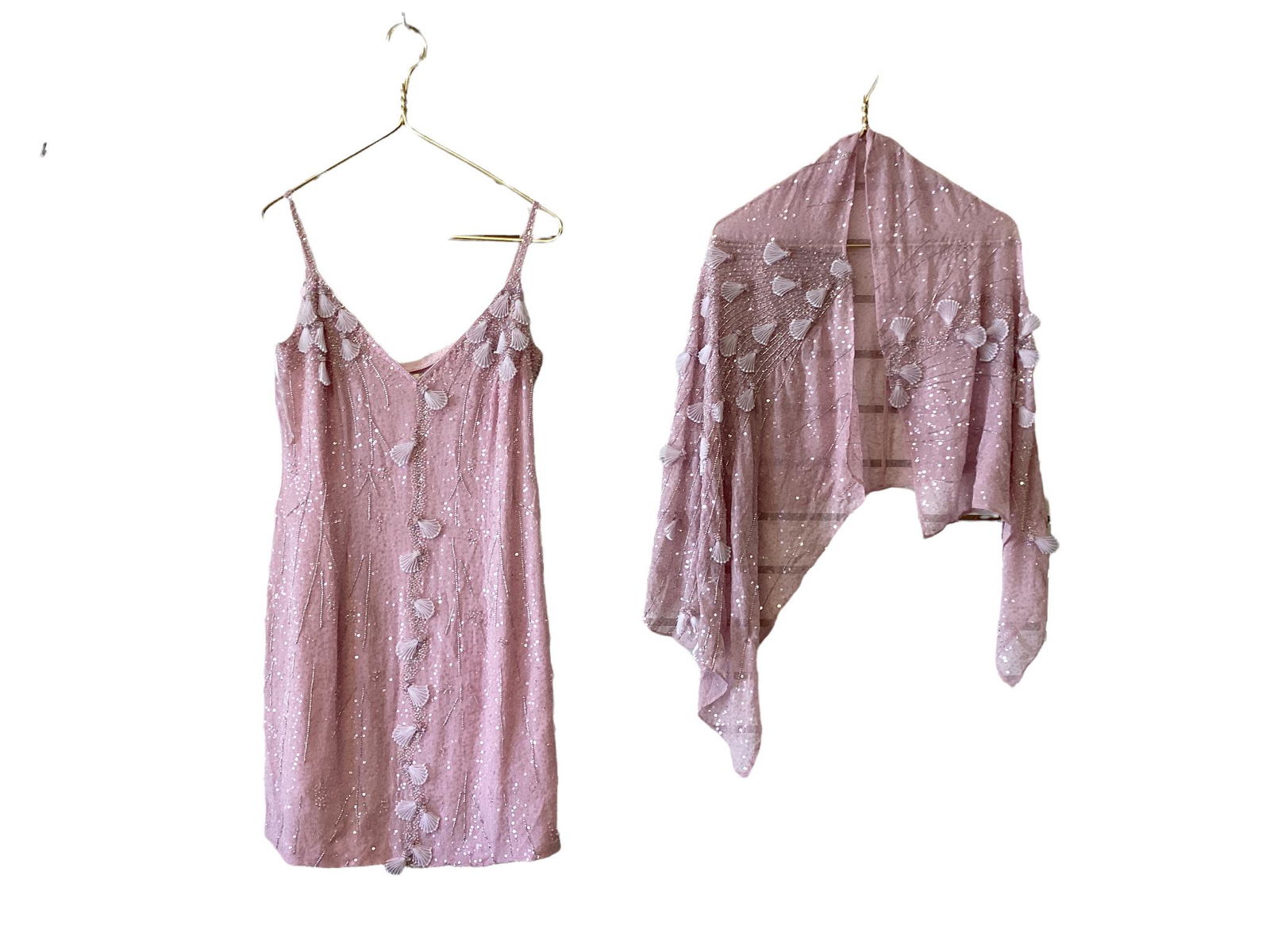 Size 42 vintage Escada light pink dress and Shaw.: Size 42 vintage Escada light pink dress and Shaw.