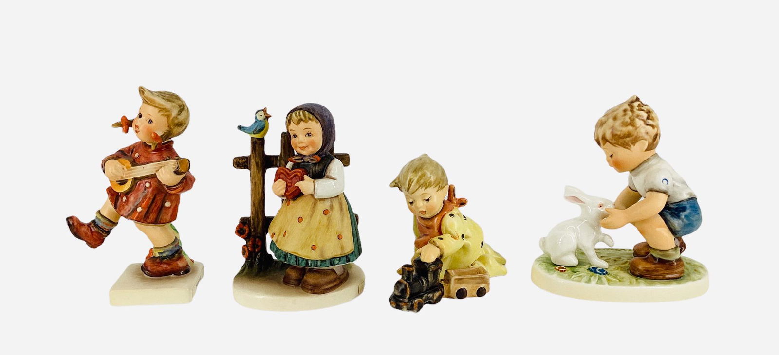 4 M. J. Hummel Goebel figurines, Private Conversation 4 1/2" with box, Sweet Greetings 4 3/4" with (1 of 2)