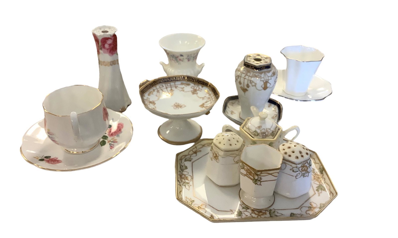 Variety of different types of China . Nippon, Wedgwood and Royal Dove. Ranging in size 2 1/4" to 5".: Variety of different types of China . Nippon, Wedgwood and Royal Dove. Ranging in size 2 1/4" to 5".