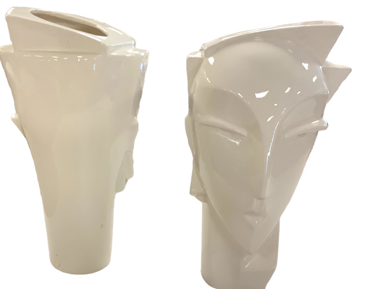 Art Deco Style Ceramic Face Vases 13" tall. (1 of 1)