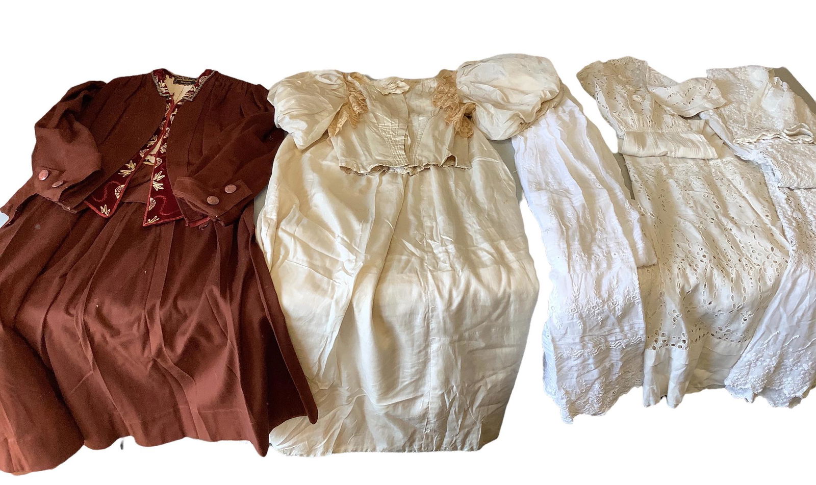 Ladies vintage clothing - lot of 7. Two piece - rust wool pleated skirt and long sleeve jacket with (1 of 5)