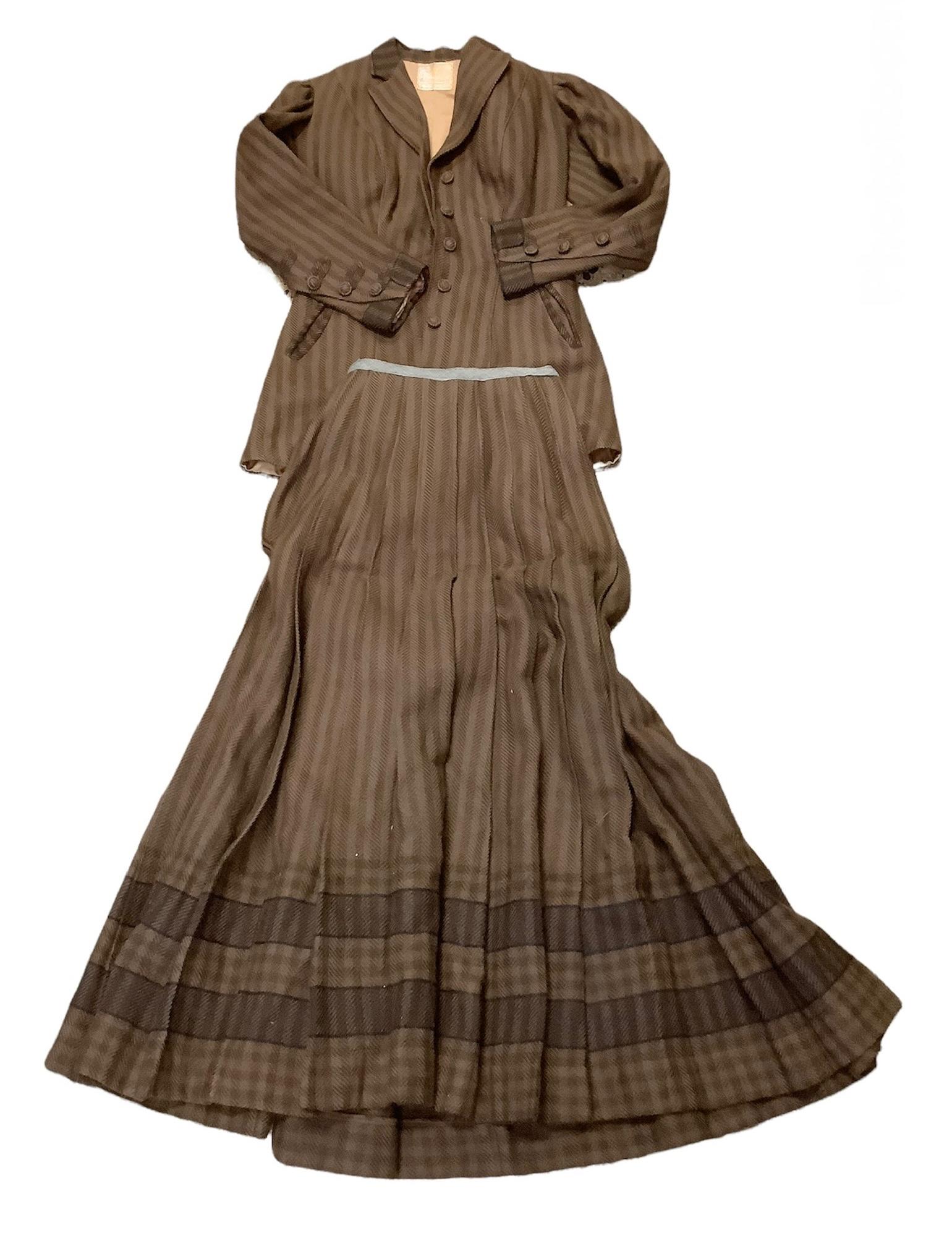 Brown wool jacket and skirt with 24" waste. Jacket labeled as shown. (1 of 2)