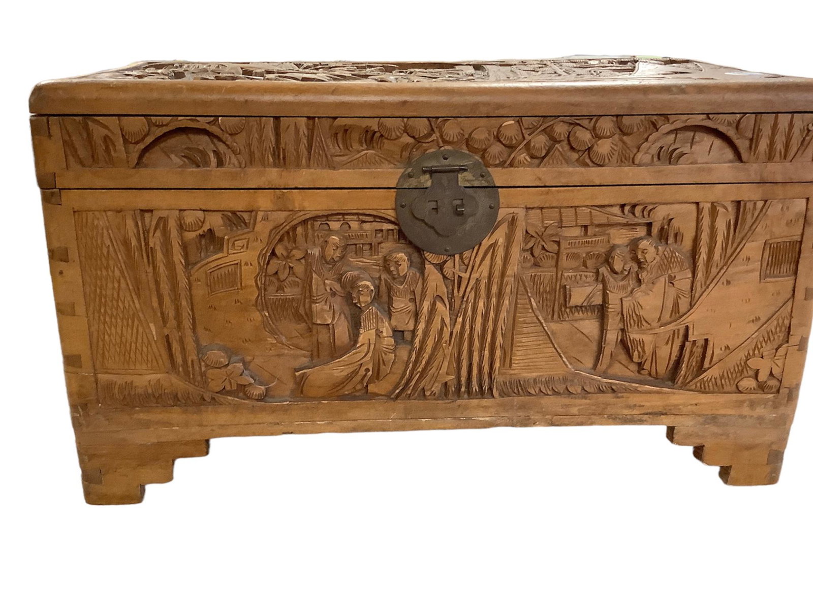 Hand carved Asian wooden chest 10x17": Hand carved Asian wooden chest 10x17"