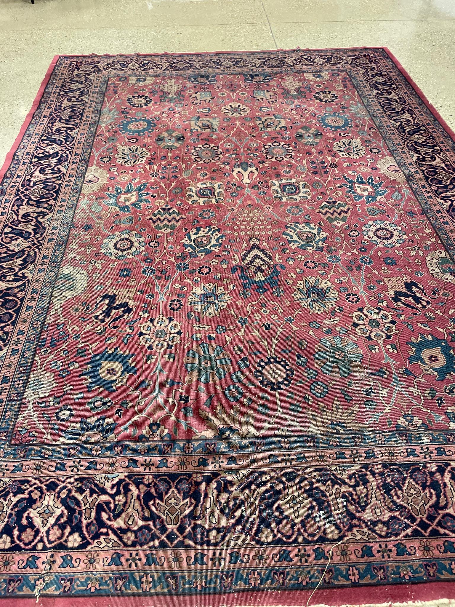 Oriental rug Antique Turkish Oushak, circa 1920's, 9' 7" x 14'. (1 of 6)
