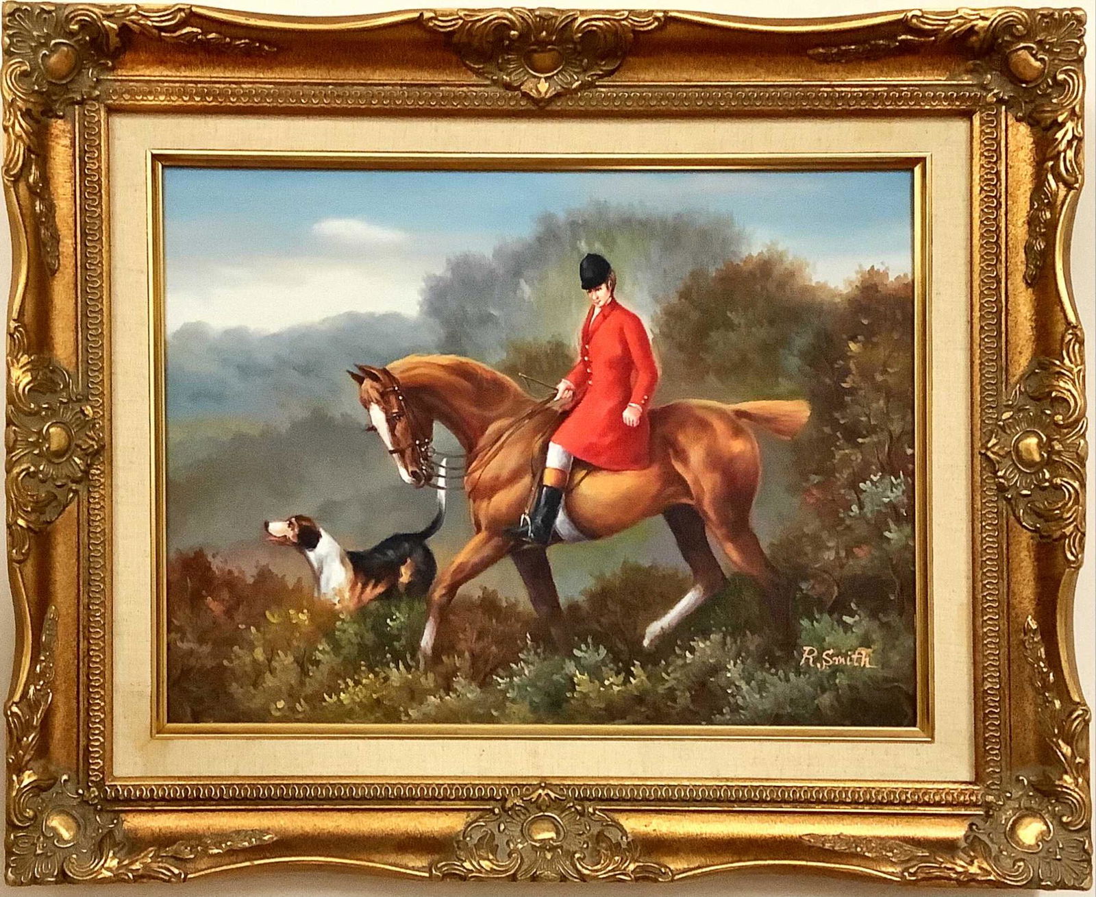 Mark R. Smith Contemporary Oil on canvas hunt scene. Signed R. Smith lower right. 21" x 18". Smith (1 of 1)