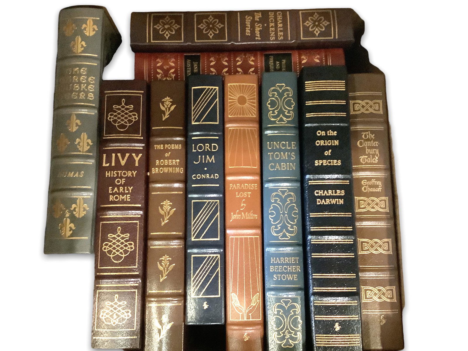 Lot of 10 leather bound classic books including "The Three Musketeers". (1 of 1)