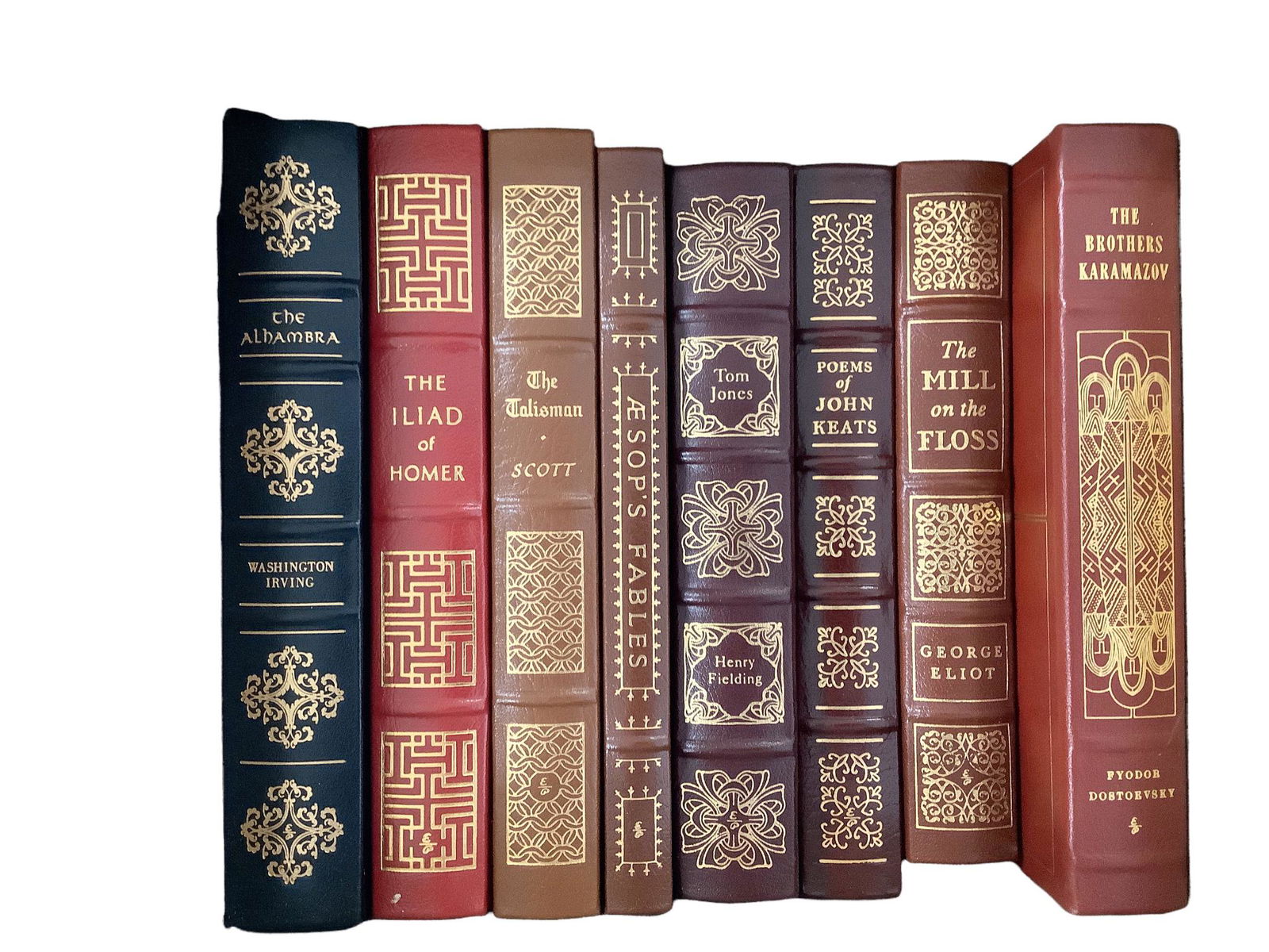 Lot of 8 leather bound classic books including "Aesop'sFables". (1 of 1)