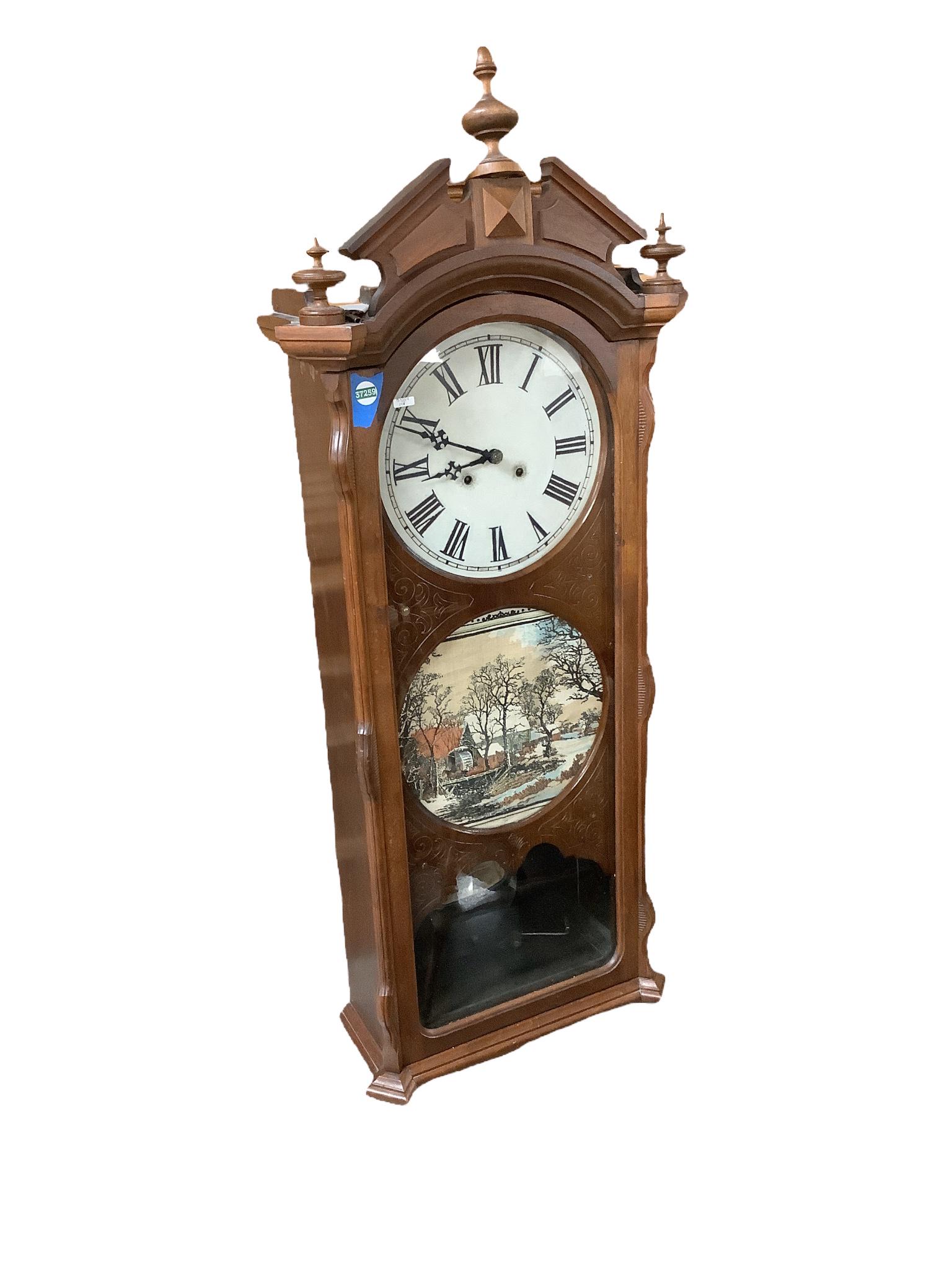 Walnut Victorian weight driven regulator clock, 57" tall. (1 of 1)