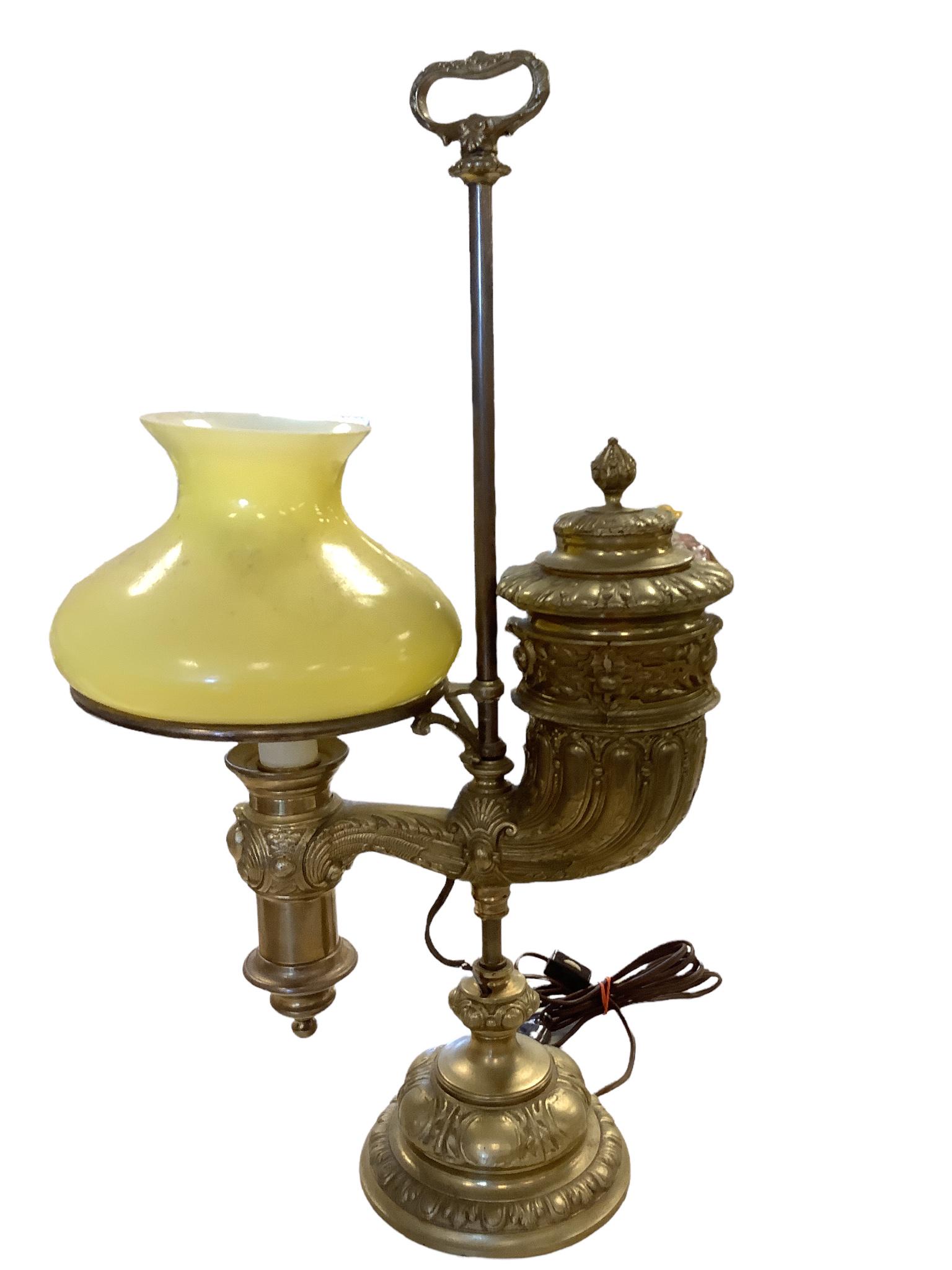 Victorian electrified brass student lamp. Needs rewired. 10" x 24" (1 of 1)