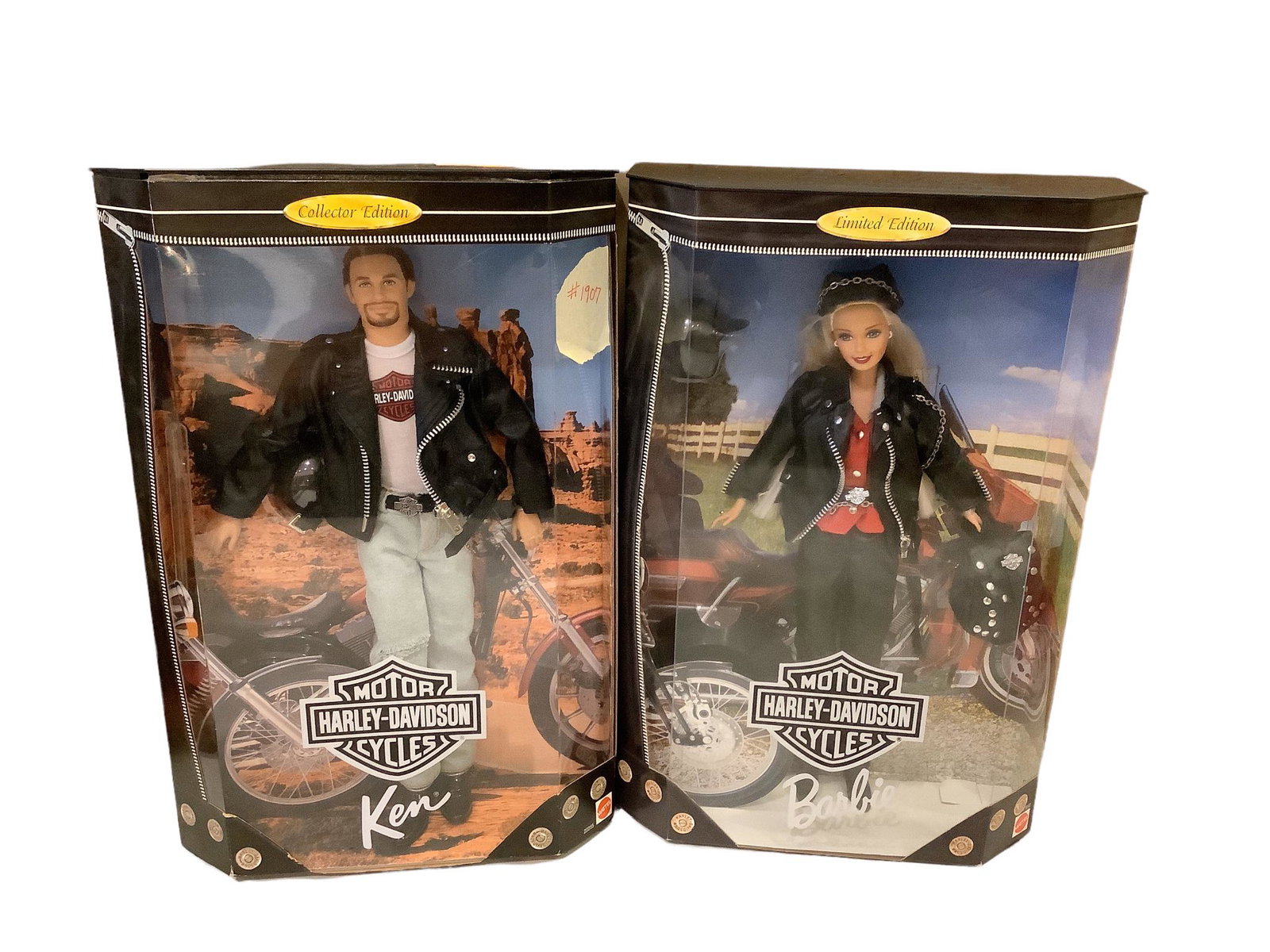 (2) Fantastic Harley Davidson Barbie and Ken in boxes. (1) Barbie is the 1st edition to the Harley (1 of 1)