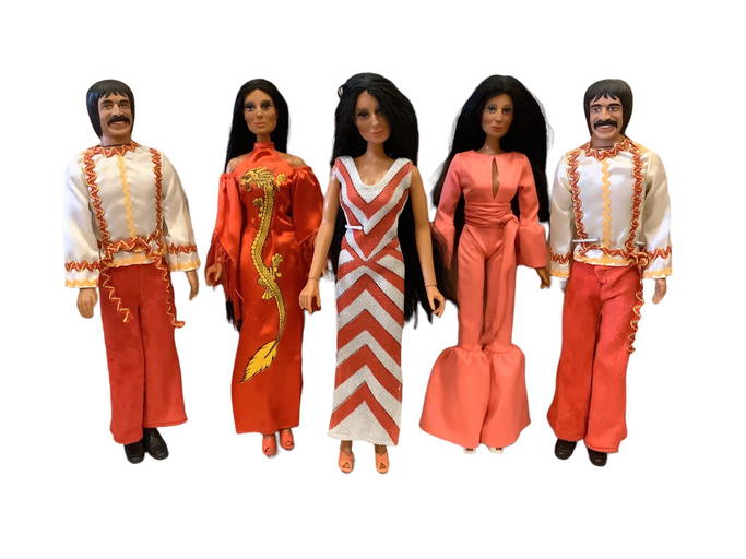 5) Sonny And Cher Dolls Including (2) Sonny Bono Dolls With