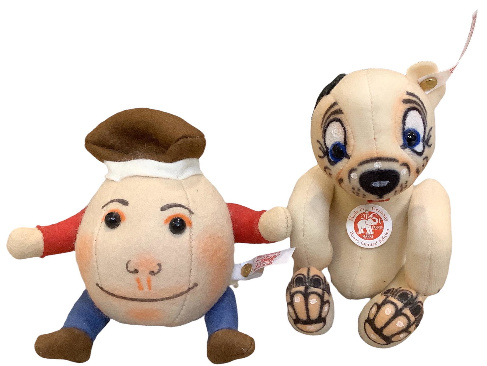 Lot of (2) Steiff including Felt Lewis Caroll #1517/3000 & Bonzo #854/1500 both w/ original boxes (1 of 1)