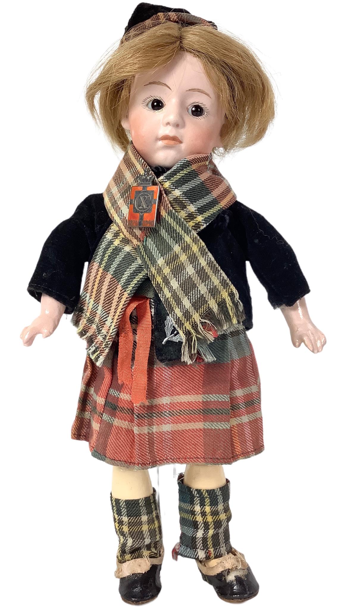 Gebruder Heubach 7247 DEP bisque socket head character. 9 1/2" doll with human hair wig, glass eyes (1 of 5)