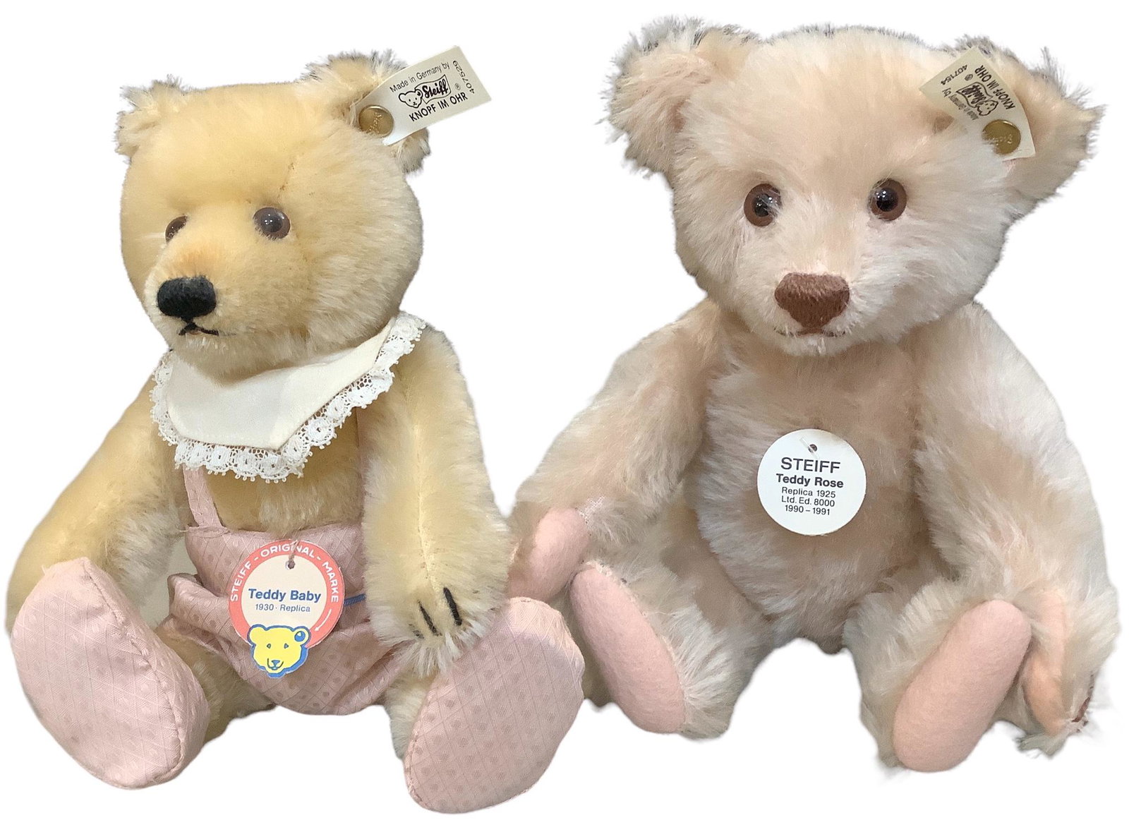 Lot of (2) Steiff including Teddy Rose #1004/8000 & Teddy Baby 1930 replica #37/7000: Lot of (2) Steiff including Teddy Rose #1004/8000 & Teddy Baby 1930 replica #37/7000