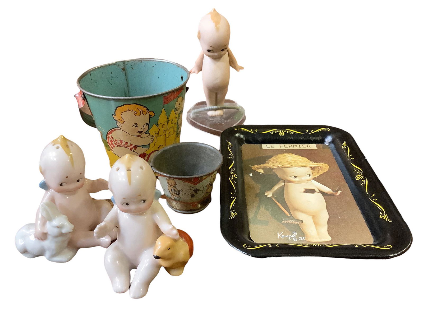 Lot of miscellaneous Kewpie items including beach pail and 7" tray (1 of 1)