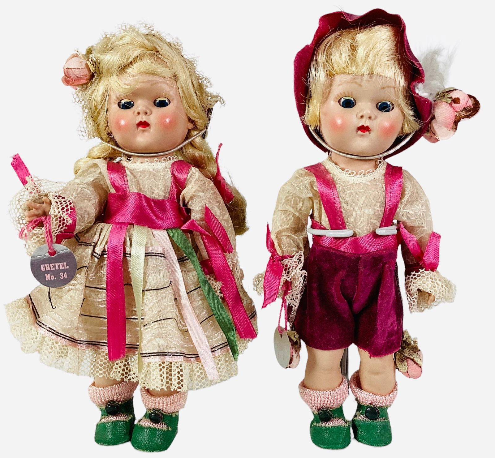 Pair of 8" Vogue Ginny dolls, 1950-1953 Hansel from the Frolicking Fables Series, hard plastic, (1 of 2)