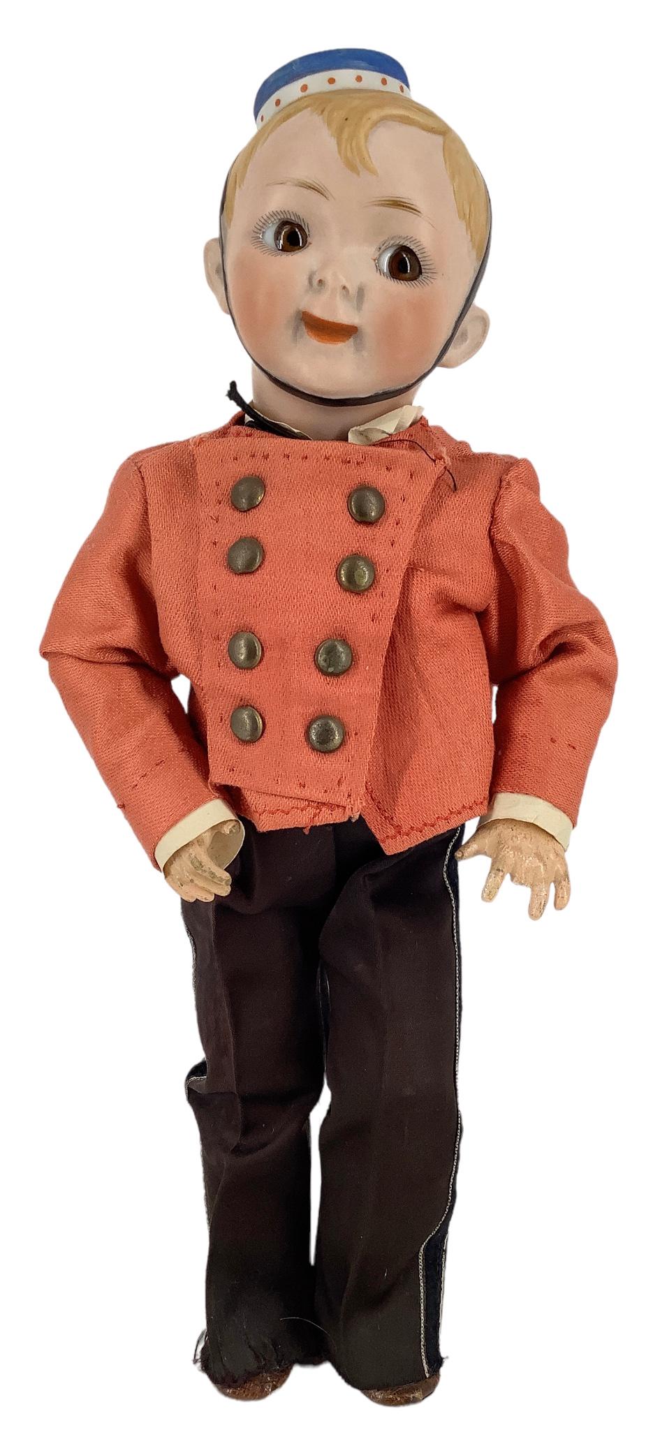 Max Handwerck Englishman Elite bisque socket head boy. Head marked "Dep/Elite/E.2/0" as shown, (1 of 5)