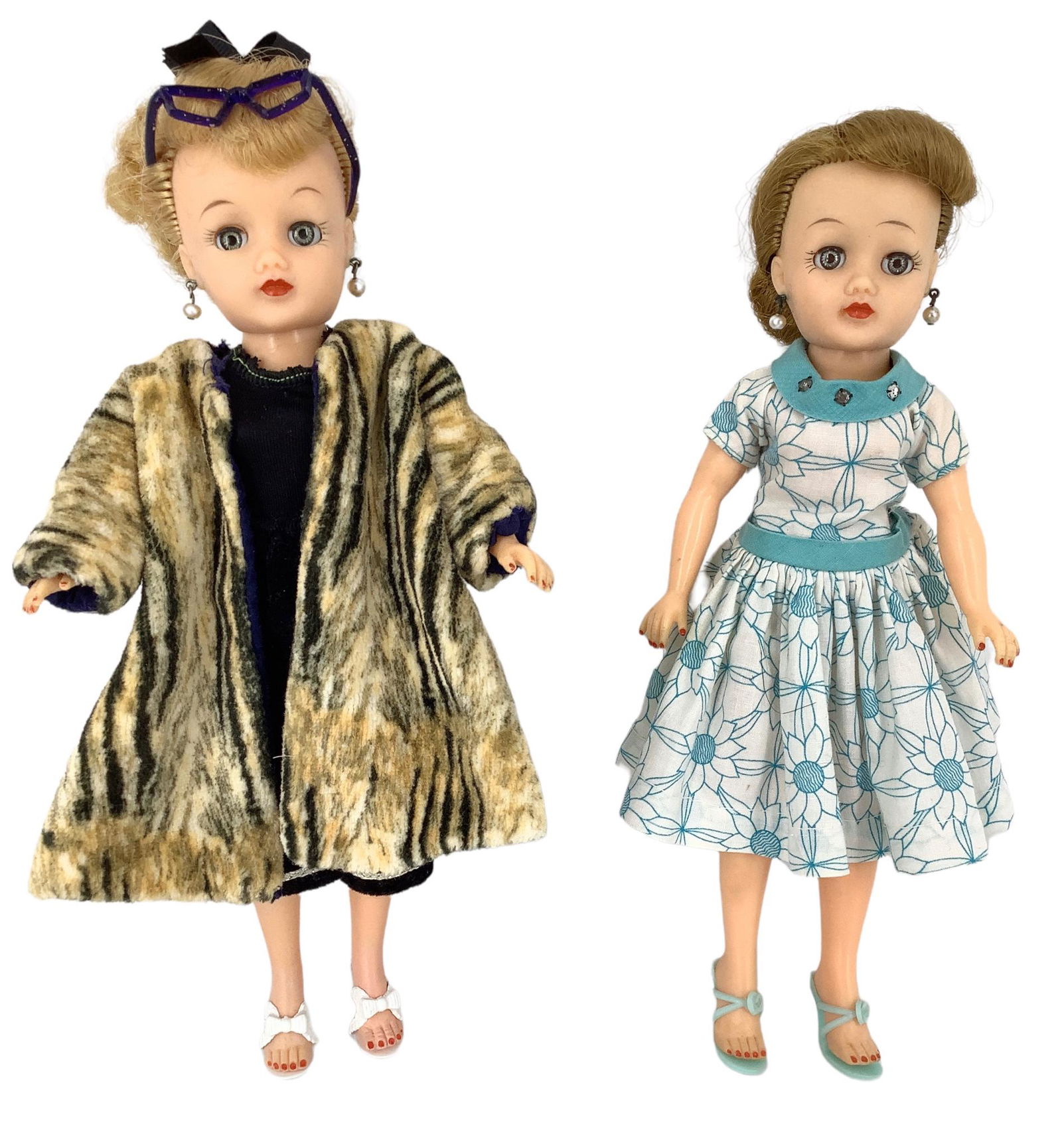 Pair Ideal Little Miss Revlon 10" dolls including blonde mohair wig, molded eyelashes, glass blue (1 of 6)