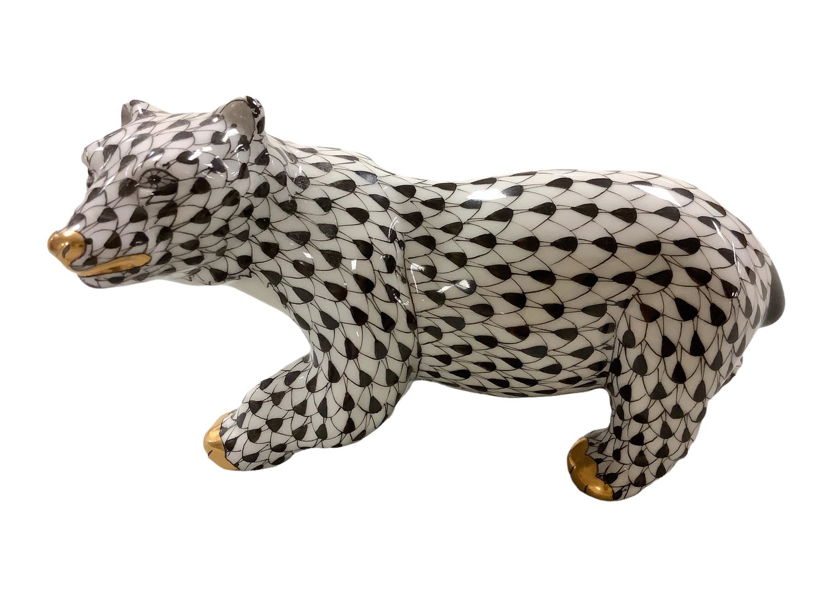Herend porcelain walking bear, #15564, 6"w x 3.25"h.: Herend porcelain walking bear, #15564, 6"w x 3.25"h.