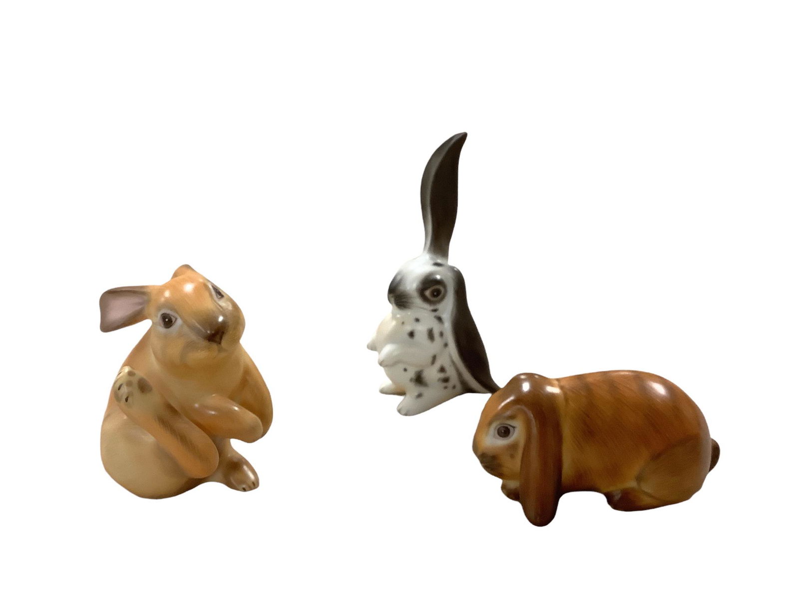 Herend, rabbit thumper light brown natural 1st Edition. 3" h. Rabbit laying ears down medium light (1 of 1)