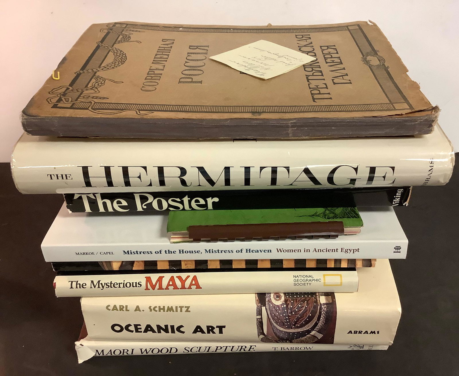 Books and more includes:, - "Oceanic Art" by by Carl Schmitz, - "Maori Wood Sculpture" by T. Barrow,: Books and more includes: - "Oceanic Art" by by Carl Schmitz - "Maori Wood Sculpture" by T. Barrow - "The Mysterious Maya" by the Stuarts - "Treasures of Tutankhamen" from an exhibition - "Mistress of