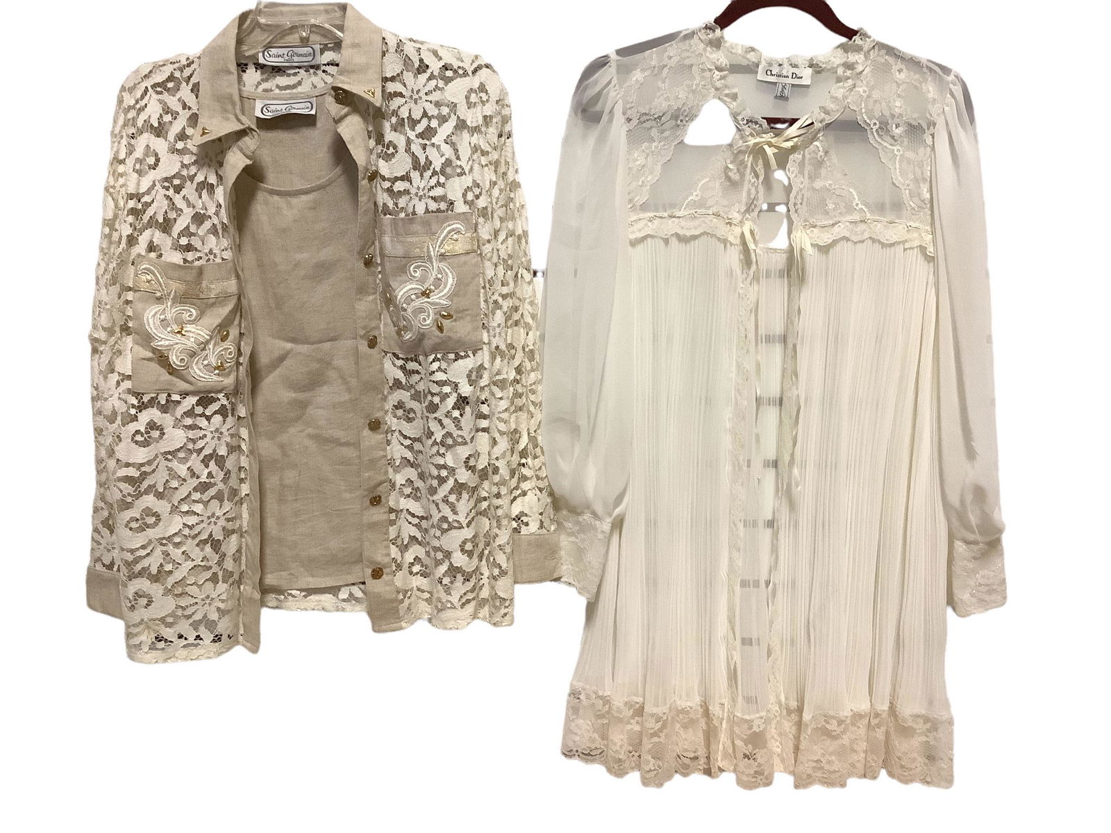 Lot of Vintage clothing including Lovely Christian Dior for Saks Fifth Avenue cream colored crinkled (1 of 1)