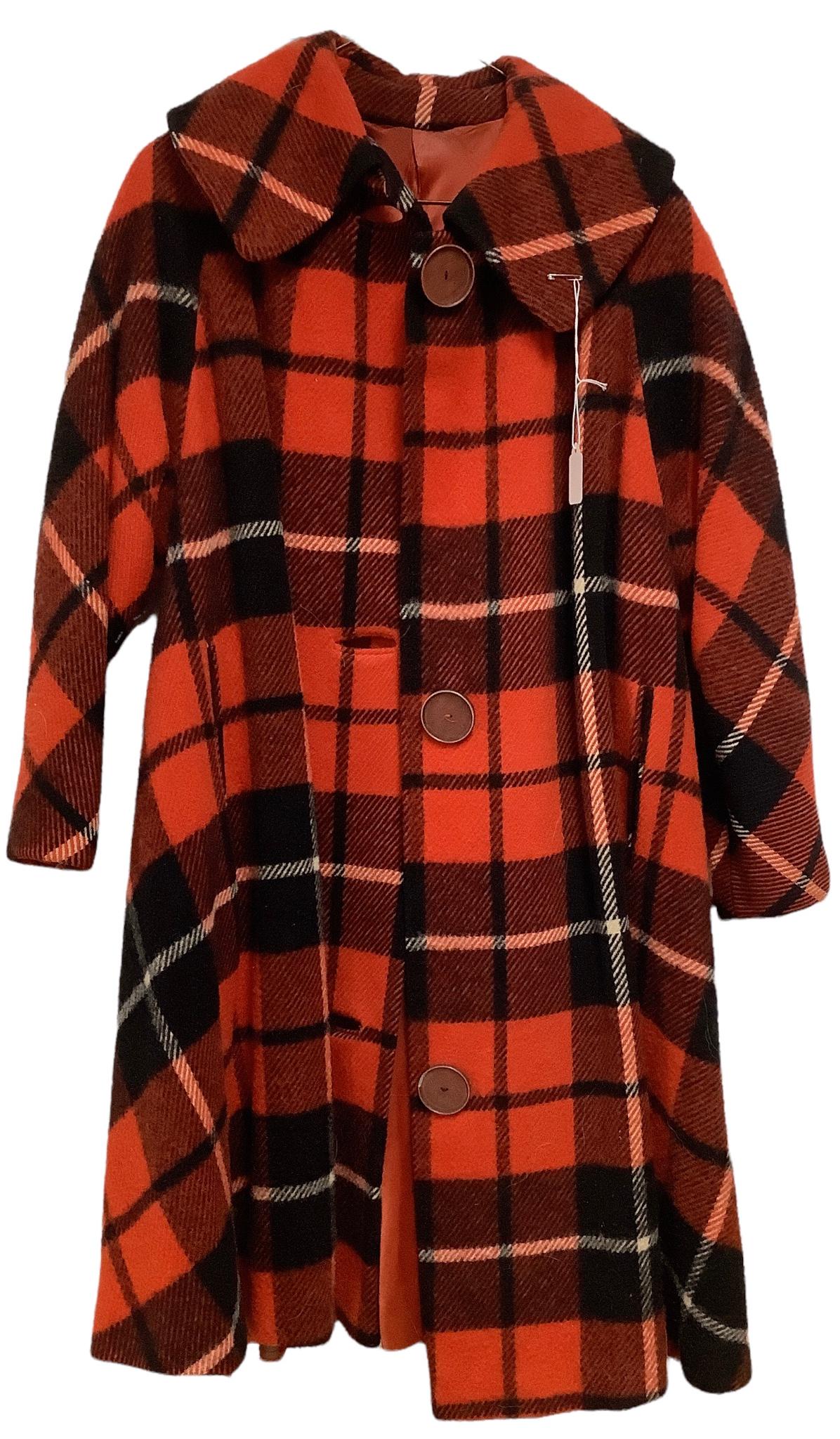 Plaid wool pedi coat . Maker unknown possibly size L (1 of 1)