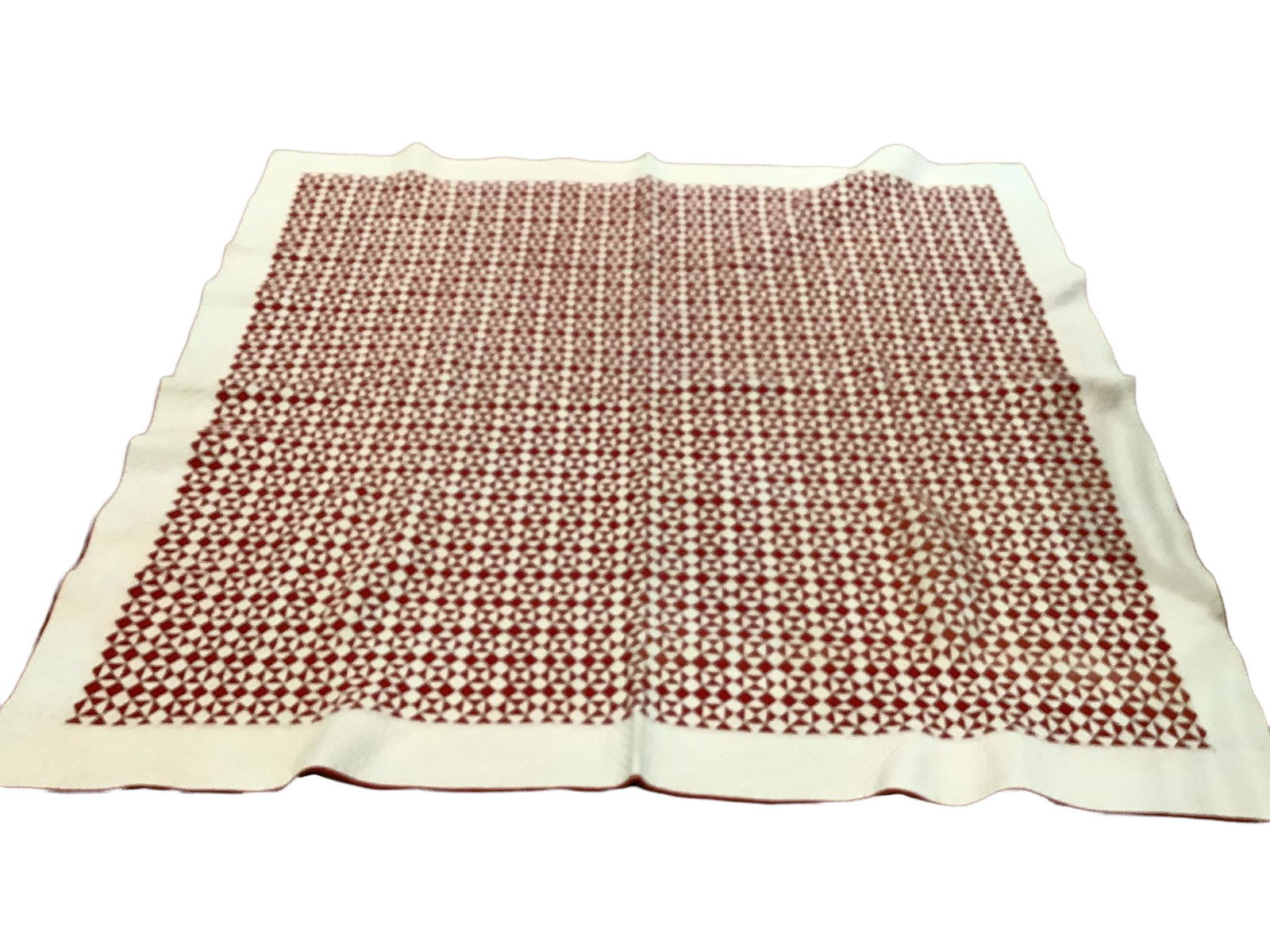 Handmade red & white quilt measuring 75" x 80# (1 of 2)