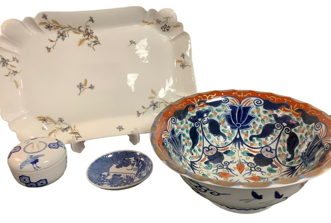 Lot of 4 glass items including:, - Per consignor: Etain, Denmark, 10” wide & 5” tall (1 of 2)