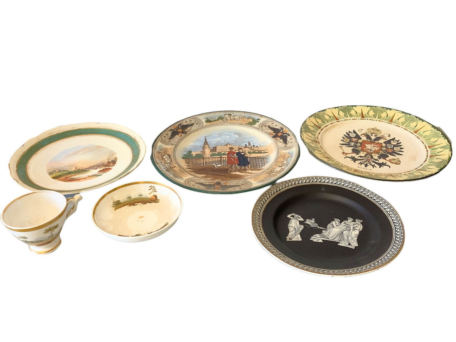 Lot of assorted china pieces including a Wedgwood plate Etruria decorative plate with an Imperial (1 of 6)